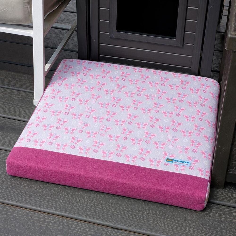Double Sided Pad Pet Bed - 20 x 22 - Lavendar Butterfly Magenta Fleece NEW